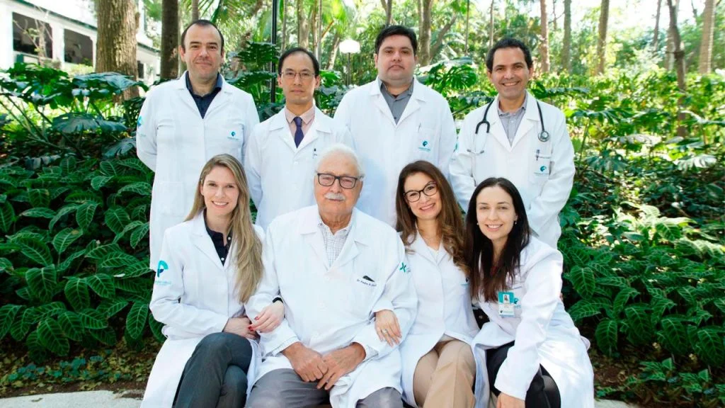 Medical research team in white coats